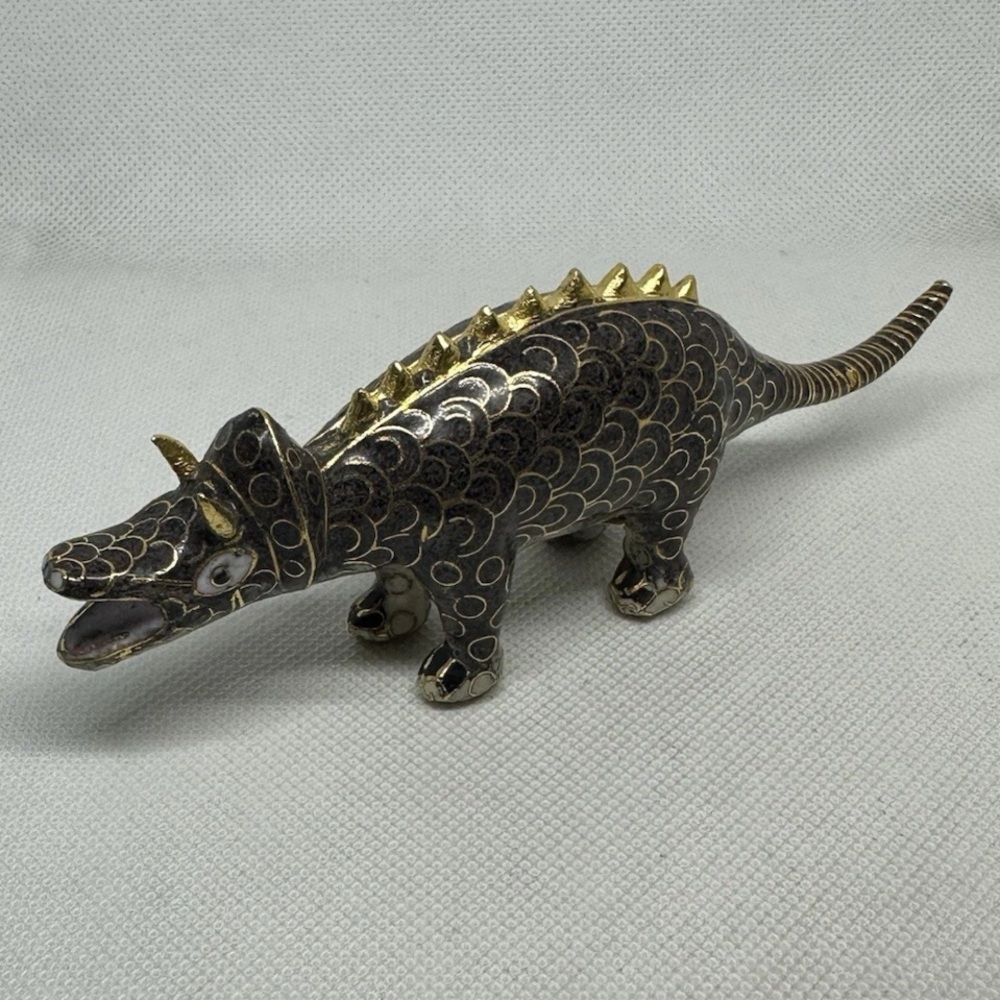 Triceratops dinosaur cloisonné
